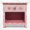 Elke pink nightstand with drawer, pearl inlay furniture