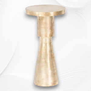 Embossed Brass Side Table Cylindrical Shape 1