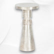 Embossed White Metal Side Table Cylindrical Shape 1