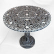 Emi Floral Mother of Pearl Inlay Dining Table Black 6
