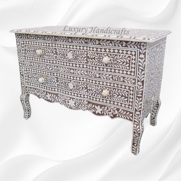 Estelle Bone Inlay 2 Drawer Chest Brown
