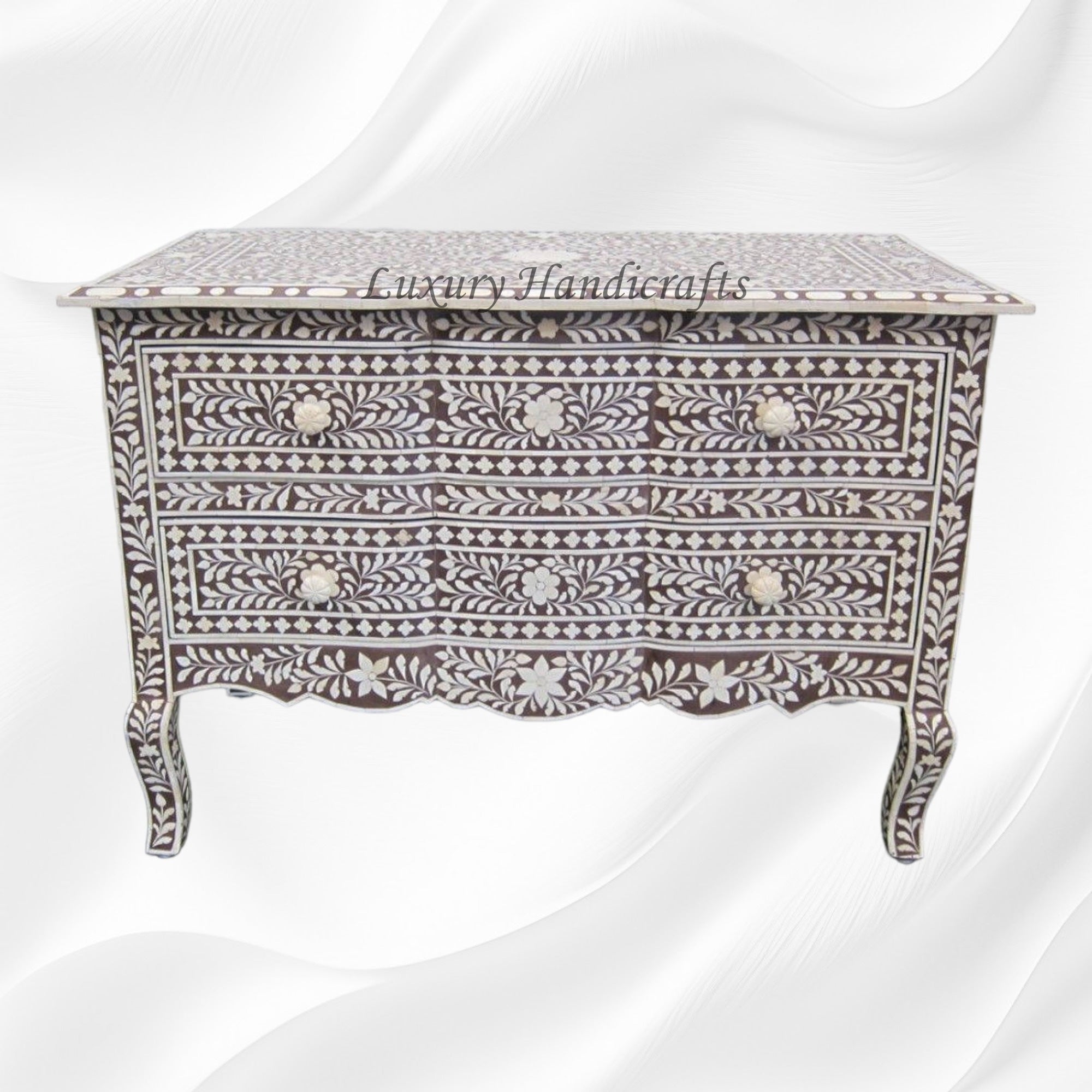 Estelle Bone Inlay 2 Drawer Chest Brown