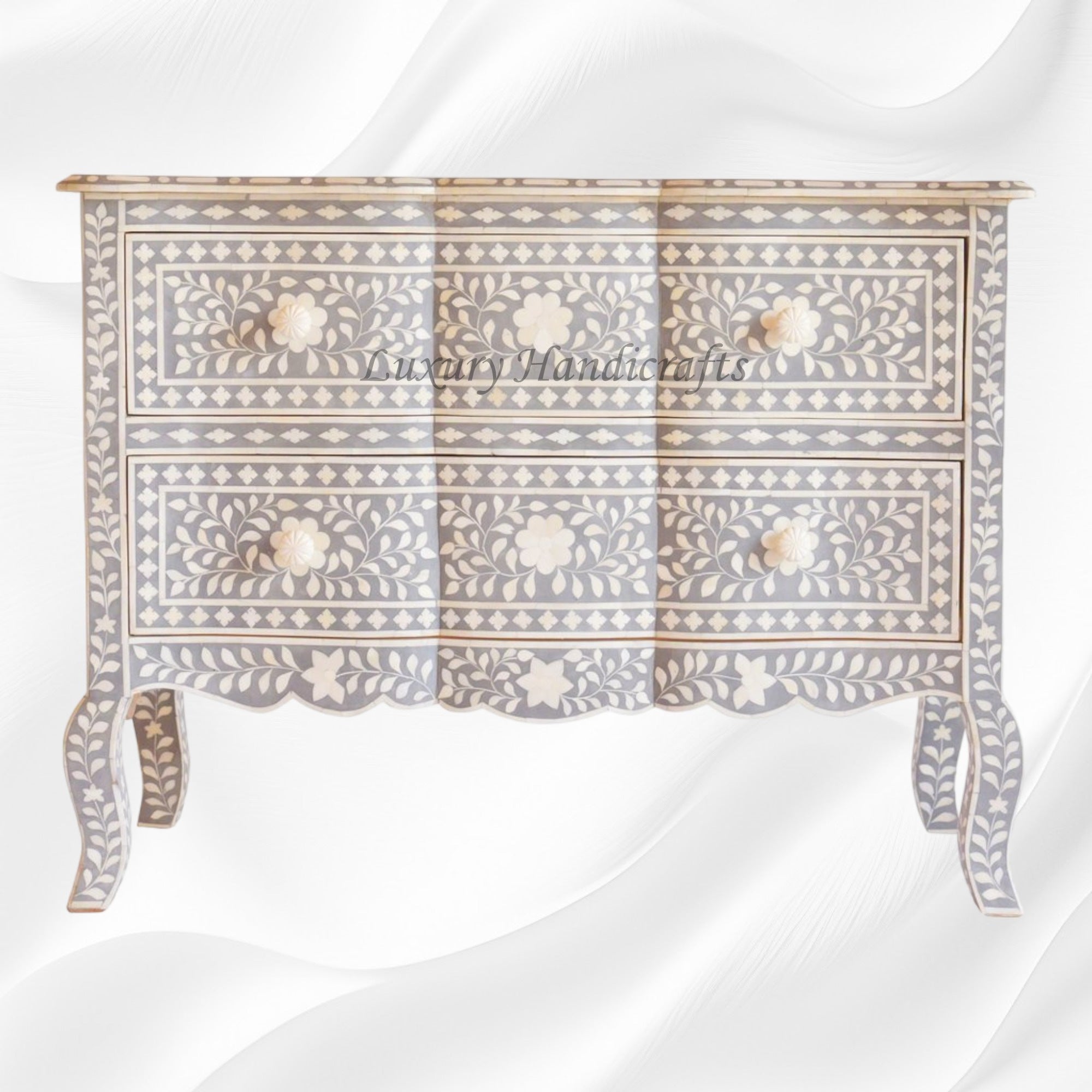Estelle Bone Inlay 2 Drawer Chest Grey