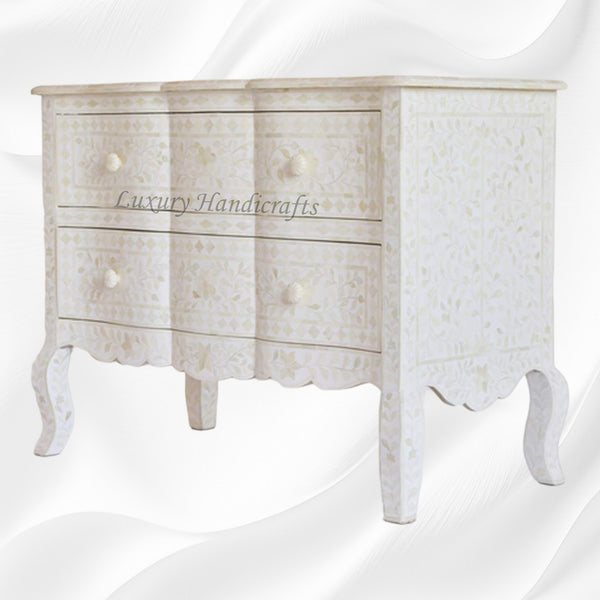 Estelle Bone Inlay 2 Drawer Chest White