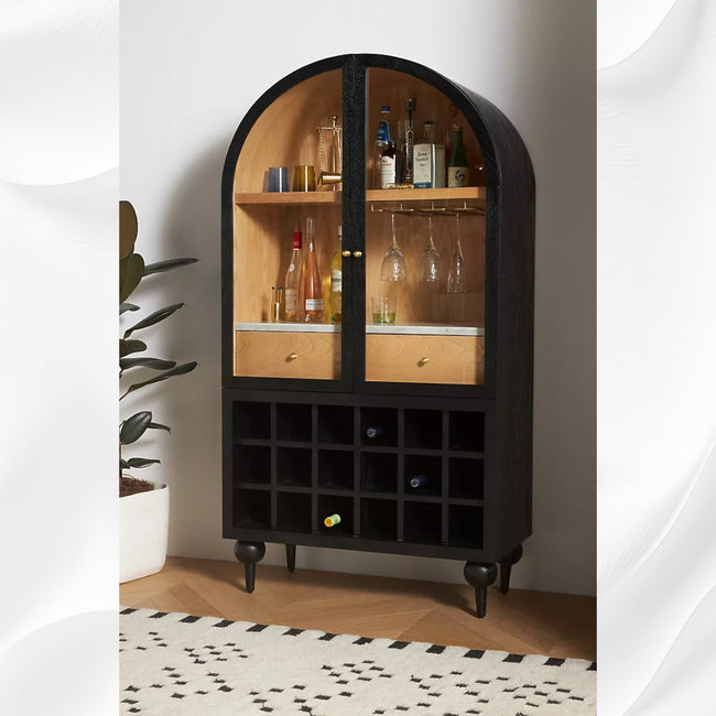 Fern Single Drawer Bar Cabinet Black 1