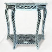Floral Bone Inlay Half Moon Console Black 4