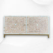 Floral MOP Inlay Low Cabinet 2 Door Nude Pink 5