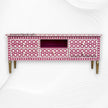 Flower Bone Inlay TV Unit with Drawers Pink 7