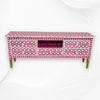 Flower Bone Inlay TV Unit with Drawers Pink 6