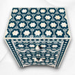 Flower Bone Inlay 1 Drawer 2 Door Bedside Table Teal Green 1