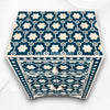 Flower Bone Inlay 1 Drawer 2 Door Bedside Table Teal Green 1