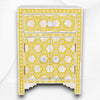 Flower Bone Inlaid 1 Drawer 2 Door Bedside Table Yellow 3
