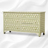 Flower Bone Inlay 6 Drawer Dresser Sage Green 2