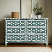 Flower Bone Inlay 6 Drawer Dresser Teal Green