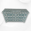 Flower Bone Inlay 6 Drawer Dresser Teal Green 4