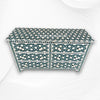 Flower Bone Inlay 6 Drawer Dresser Teal Green 4