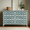 Flower Bone Inlay 6 Drawer Dresser Teal Green
