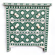 Luxury Bone Inlay Nightstand in Teal Green with Floral Patterns and Storage Drawers