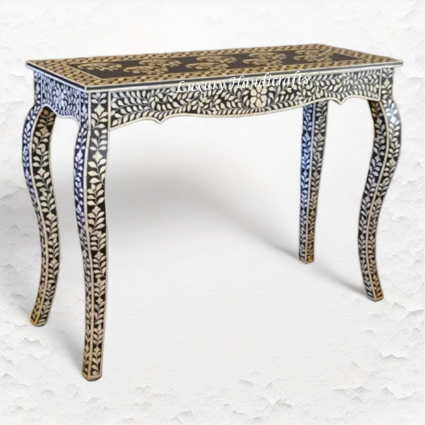 French Bone Inlay Console Black – Luxury Handicraft