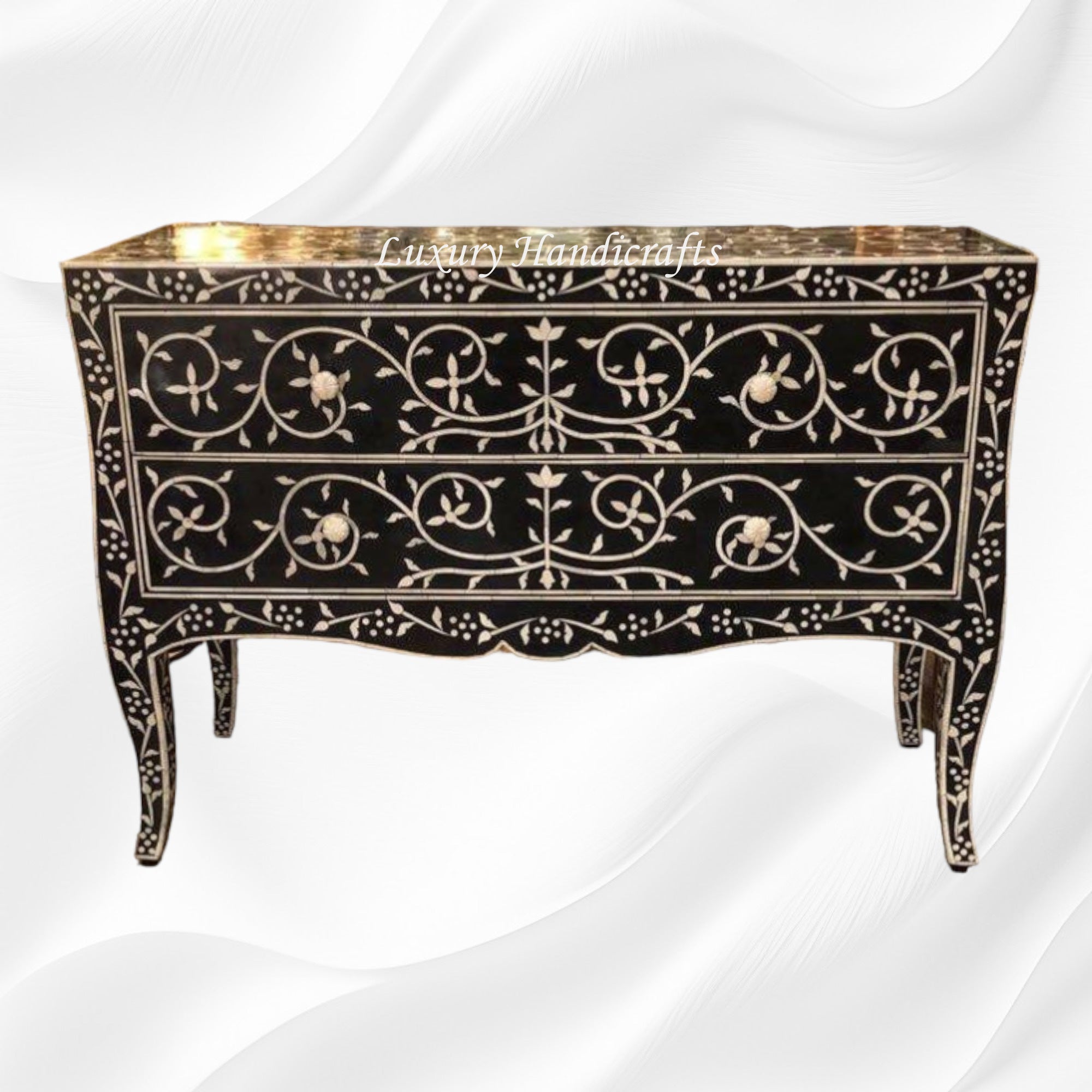 French Bone Inlay Dresser Black