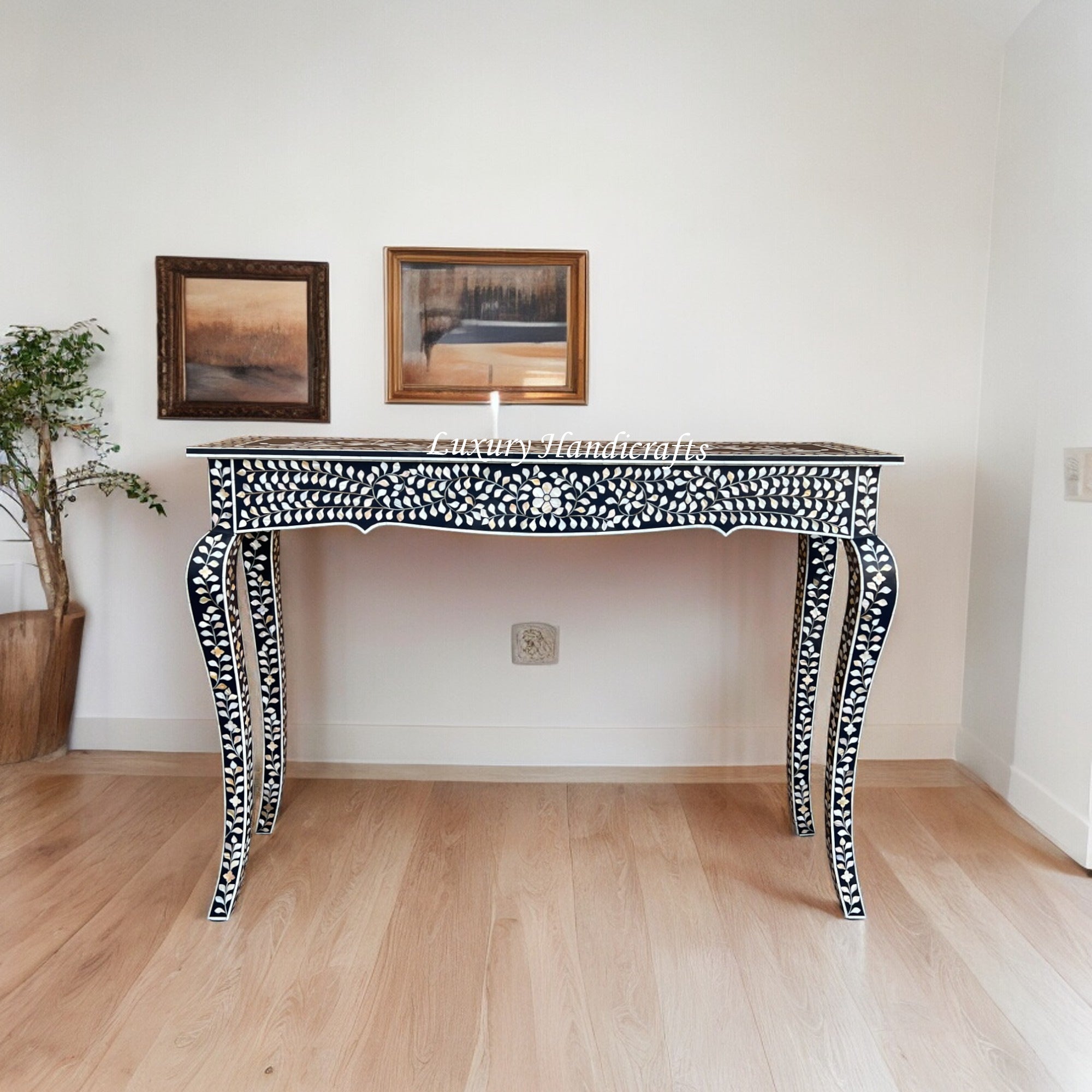 French MOP Inlay Console Black – Luxury Handicraft