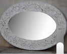 Floral MOP Inlay Oval Mirror White