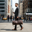 Full Grain Leather Duffel Bag Men's Leather Duffle Bag with Shoe Compartment