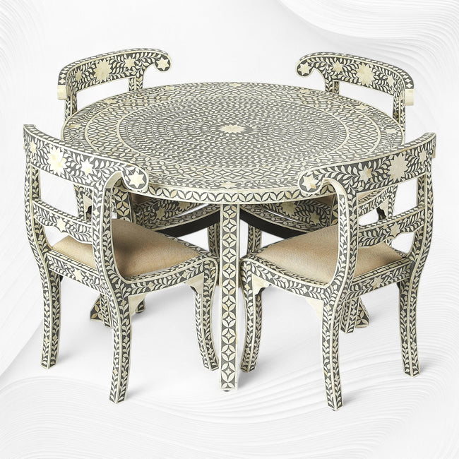 Bone Inlay Circular Table Buy Bone Inlay Dining Table Set Online @ Best Price – Luxury Handicraft