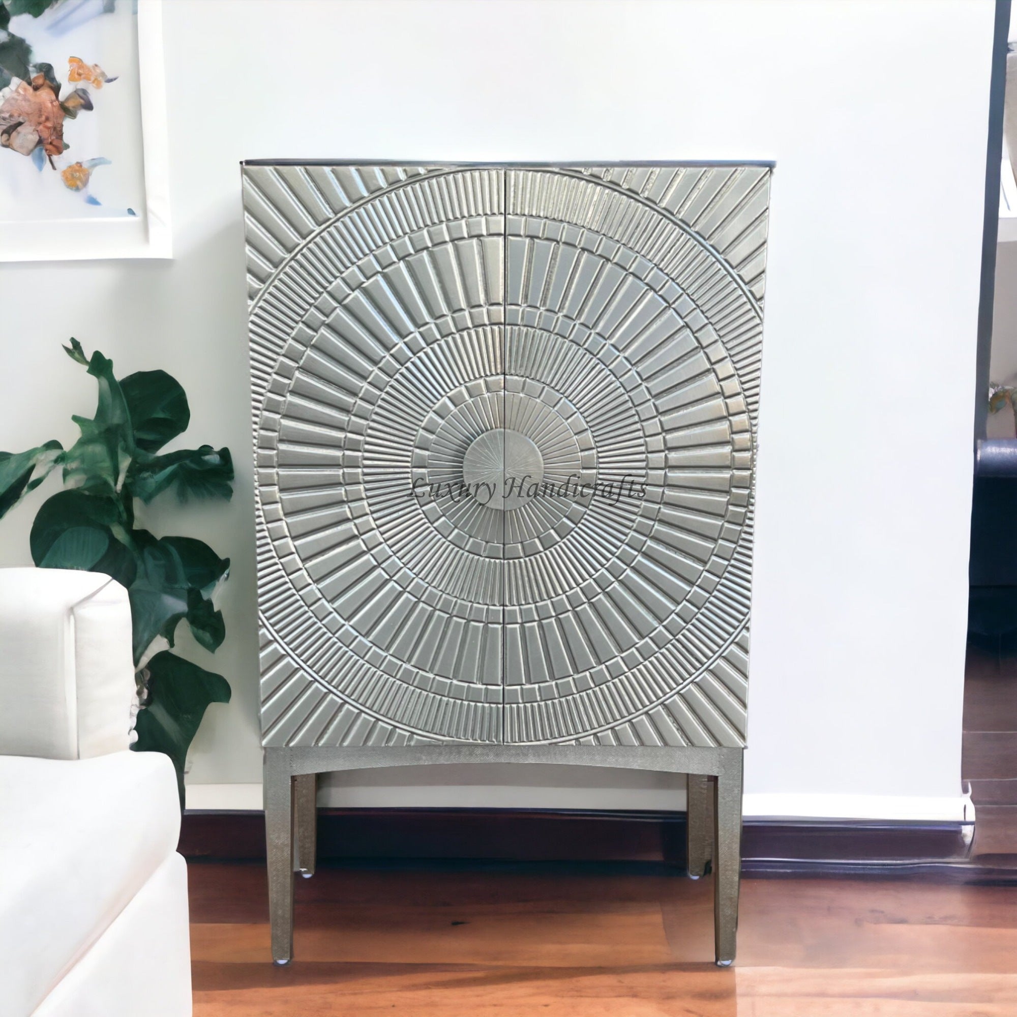 German Silver Fusion Bar Cabinet