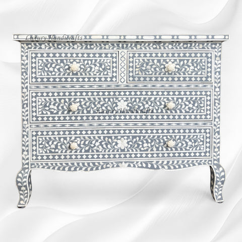 Grace Bone Inlay 4 Drawer Dresser Black Grey