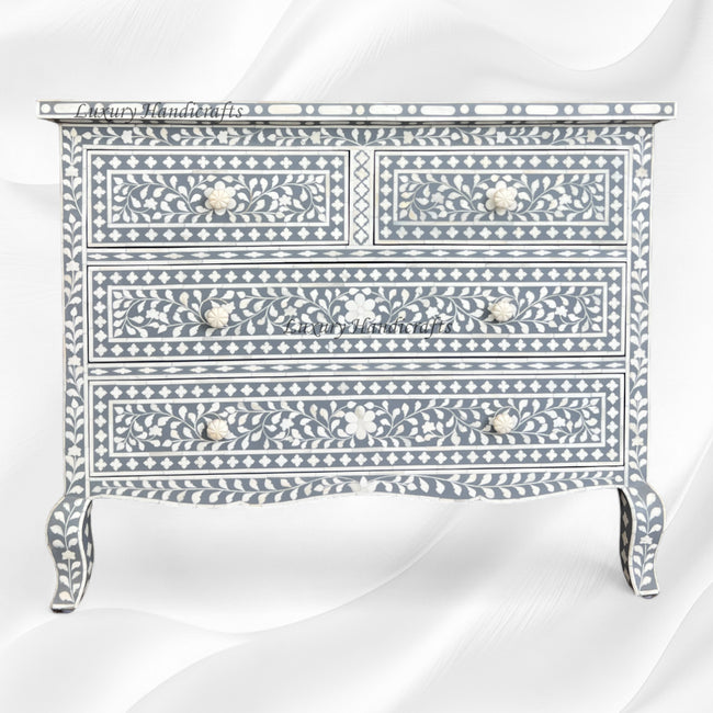 Grace Bone Inlay 4 Drawer Dresser Black Grey