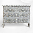 Commode 4 tiroirs Grace en nacre avec incrustations de nacre, gris