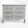 Commode 4 tiroirs Grace en nacre avec incrustations de nacre, gris
