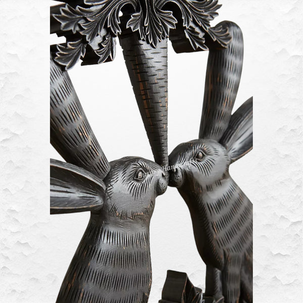 Handcarved Menagerie Rabbit Dining Chair Black Set of 2