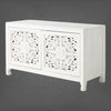 Handcarved Lombok Media Unit 2 Door White 3