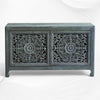 Handcarved Lombok Media Unit 2 Door Indigo Blue 6