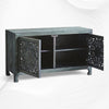 Handcarved Lombok Media Unit 2 Door Indigo Blue 3