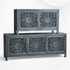 Handcarved Lombok Media Unit 2 Door Indigo Blue 7