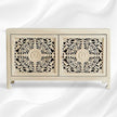 Handcarved Lombok Media Unit 2 Door White Wash 2