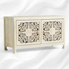Handcarved Lombok Media Unit 2 Door White Wash 3