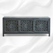 Handcarved Lombok Media Unit 3 Door Indigo Blue 3