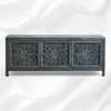 Handcarved Lombok Media Unit 3 Door Indigo Blue 3