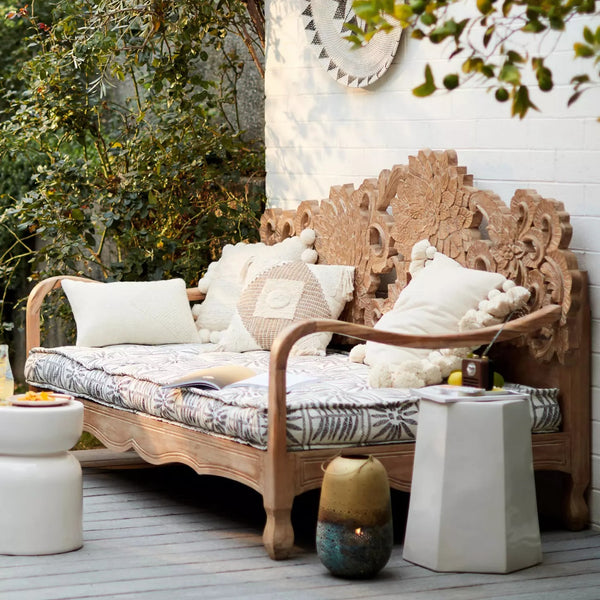 Handcarved Lotus Daybed Natural