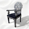 Handcarved MOP Inlay Ornate Flower Chair Black 2