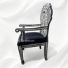 Handcarved MOP Inlay Ornate Flower Chair Black 3