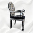 Handcarved MOP Inlay Ornate Flower Chair Black 5