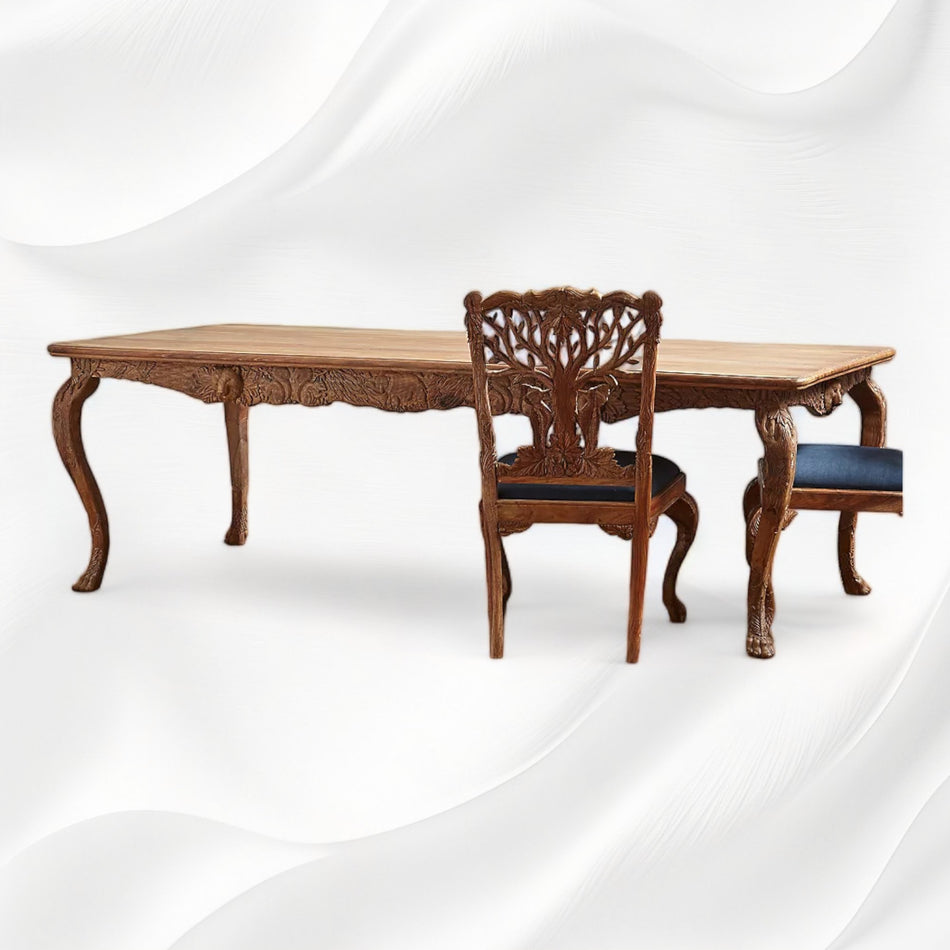 Handcarved Menagerie Dining Table Natural