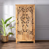 Handcarved Peacock Design Almirah Natural 1