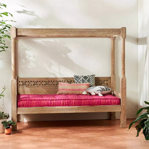 Handcarved Ezana Canopy Daybed Natural