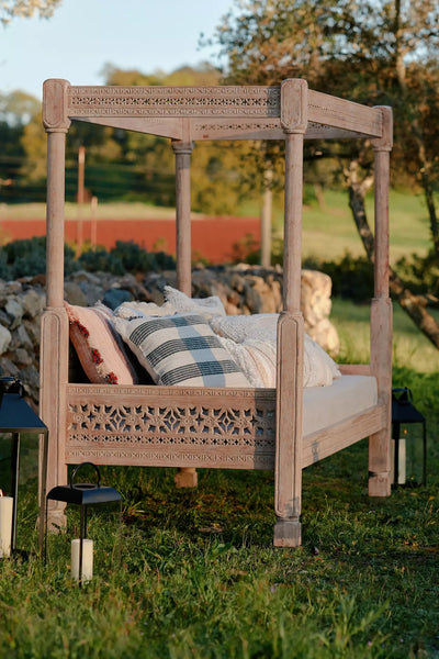 Handcarved Ezana Canopy Daybed Natural